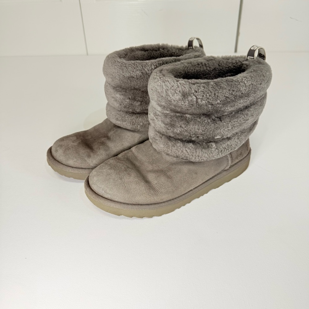 UGG Fluff Mini Quilted Boots - Charcoal Grey - Kids 5 / Women's 7